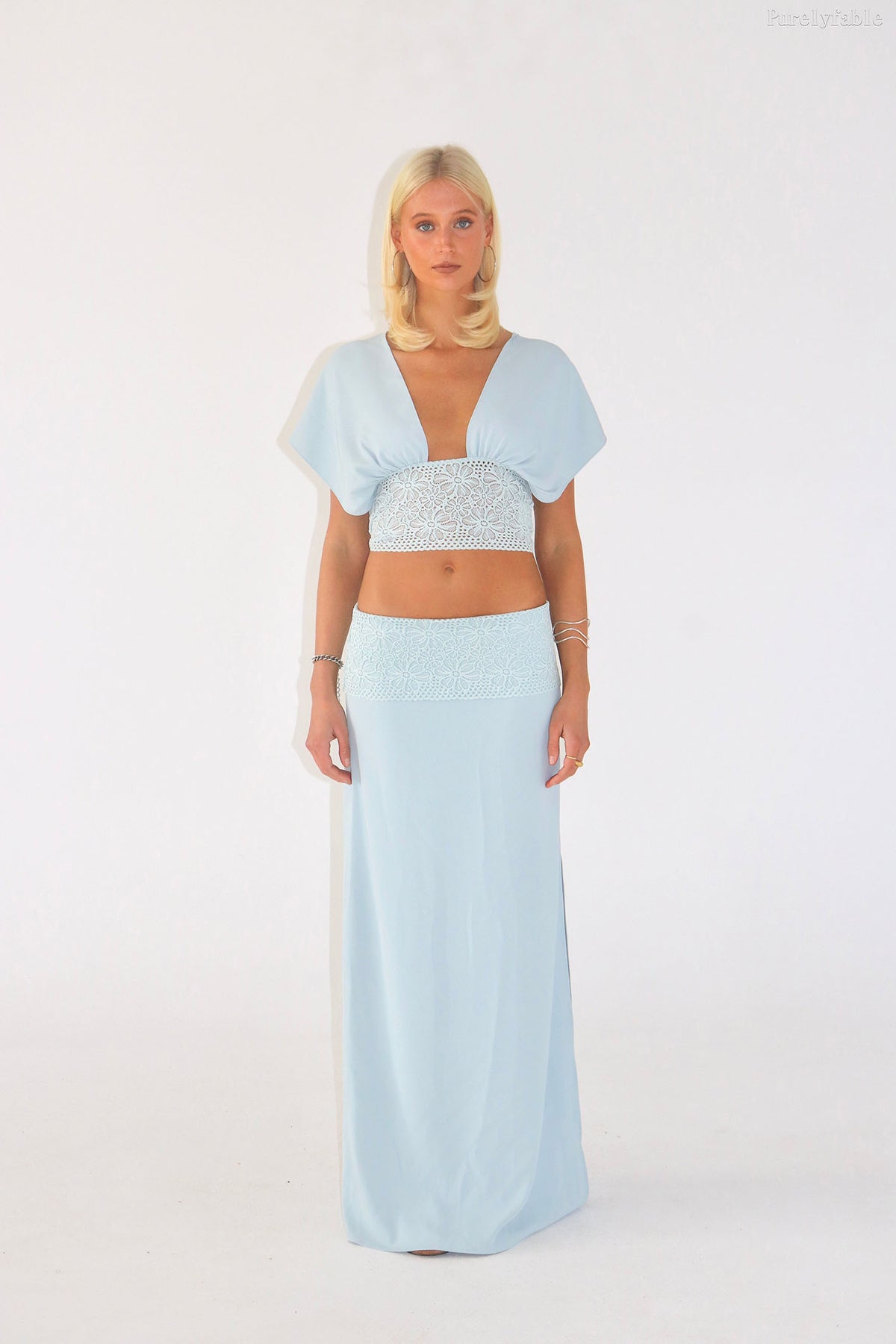 Alina White Short Top Irregular Skirt Ttwo-Piece Set