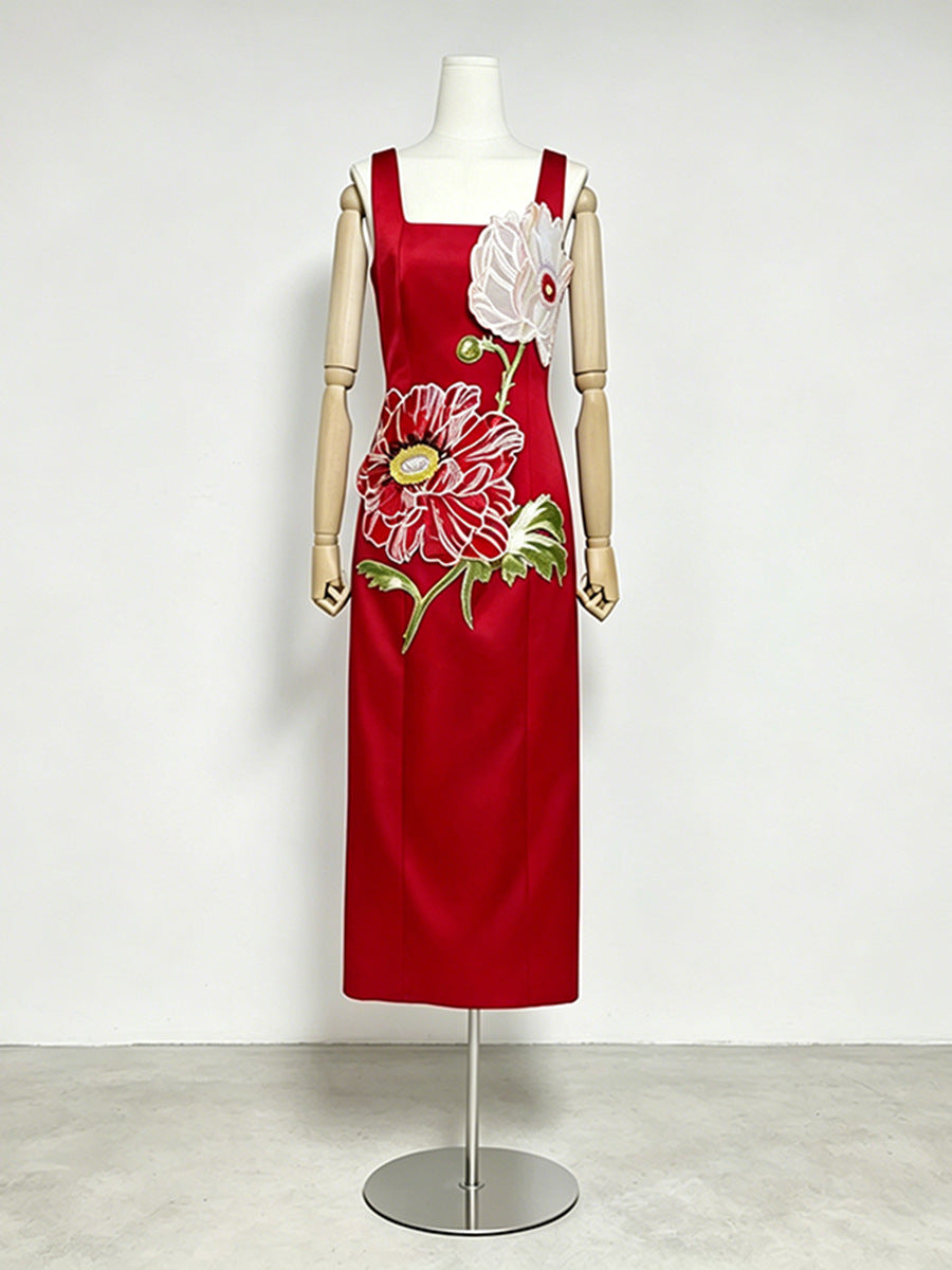 Bianca Blue Floral Embroidered Dress