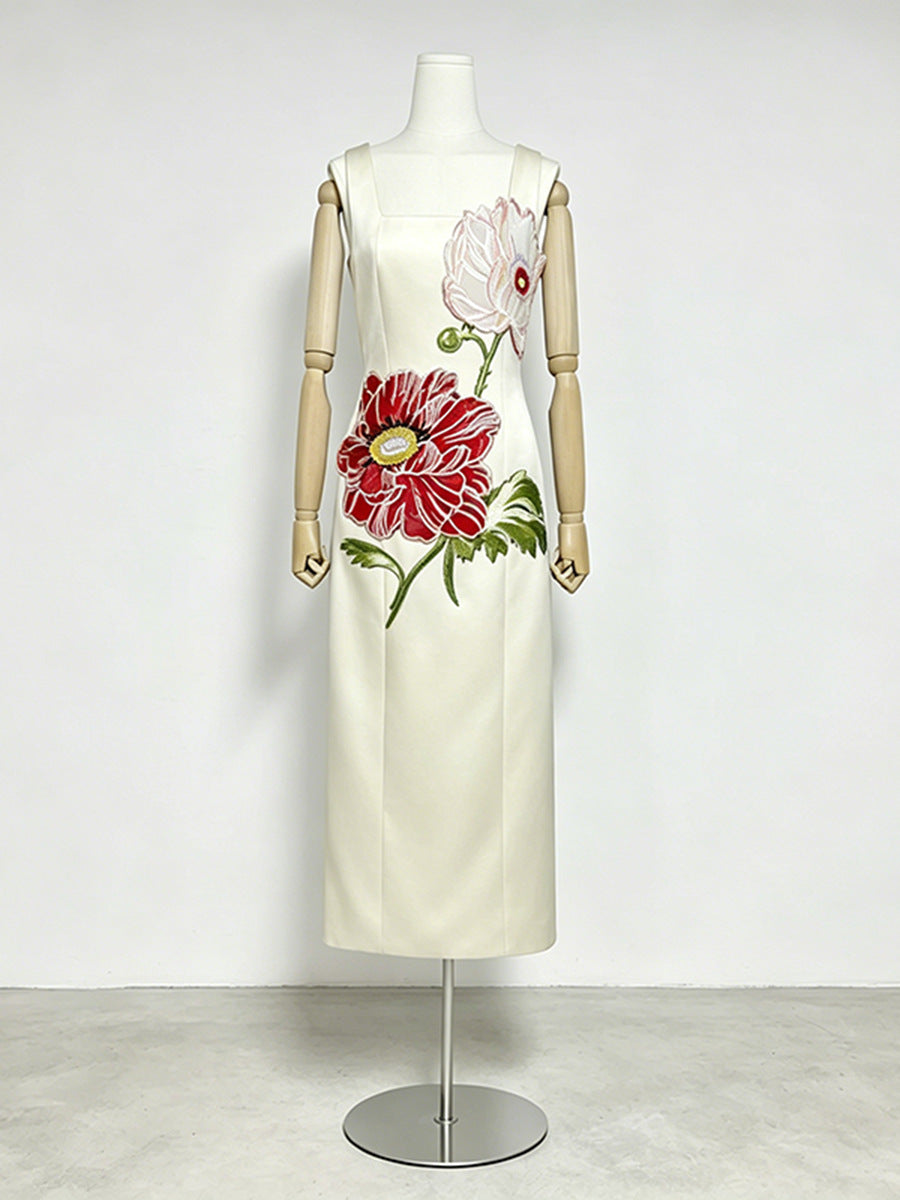 Bianca Blue Floral Embroidered Dress