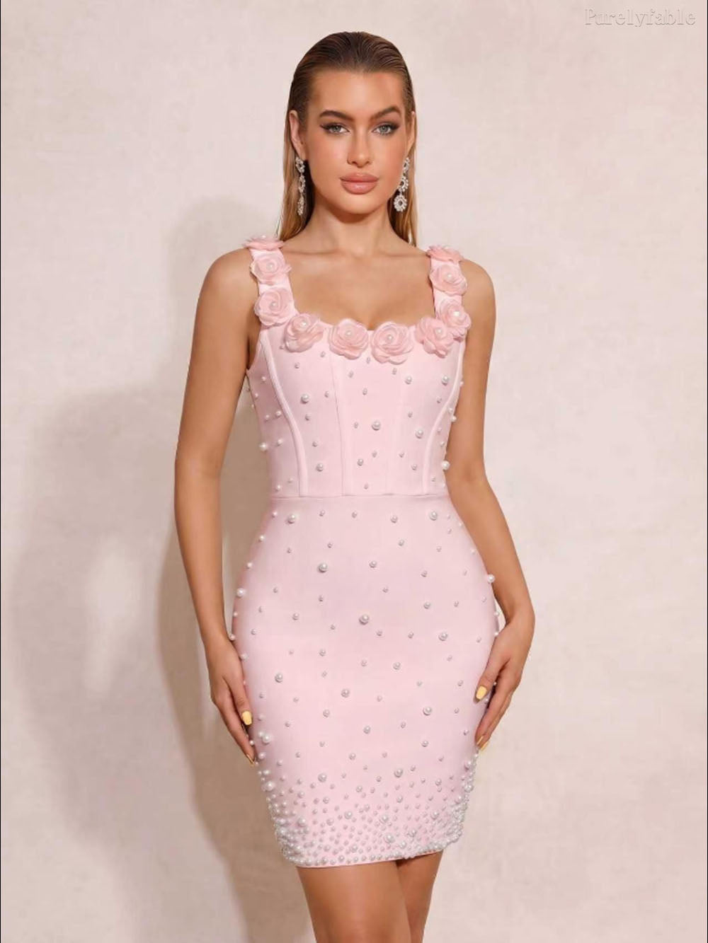 Emery White Beaded Bandage Dress