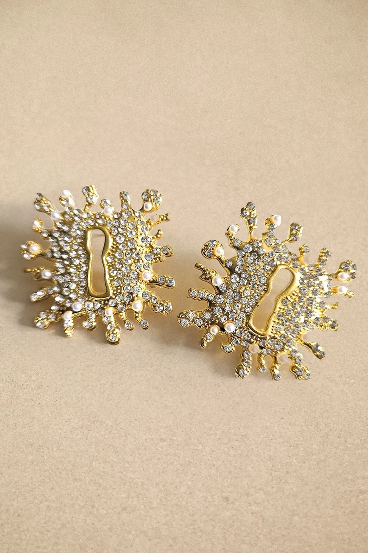 Crystal Embellished Keyhole Earrings