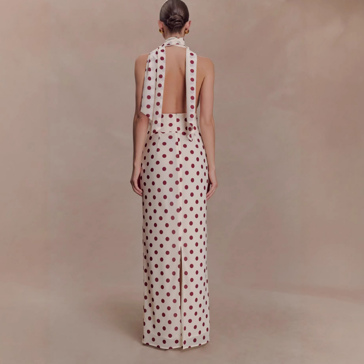 Alma deep V-neck polka dot long dress