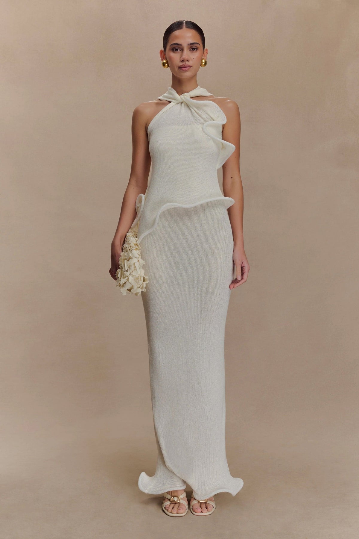 Zoey Camisole Knit Maxi Dress In White