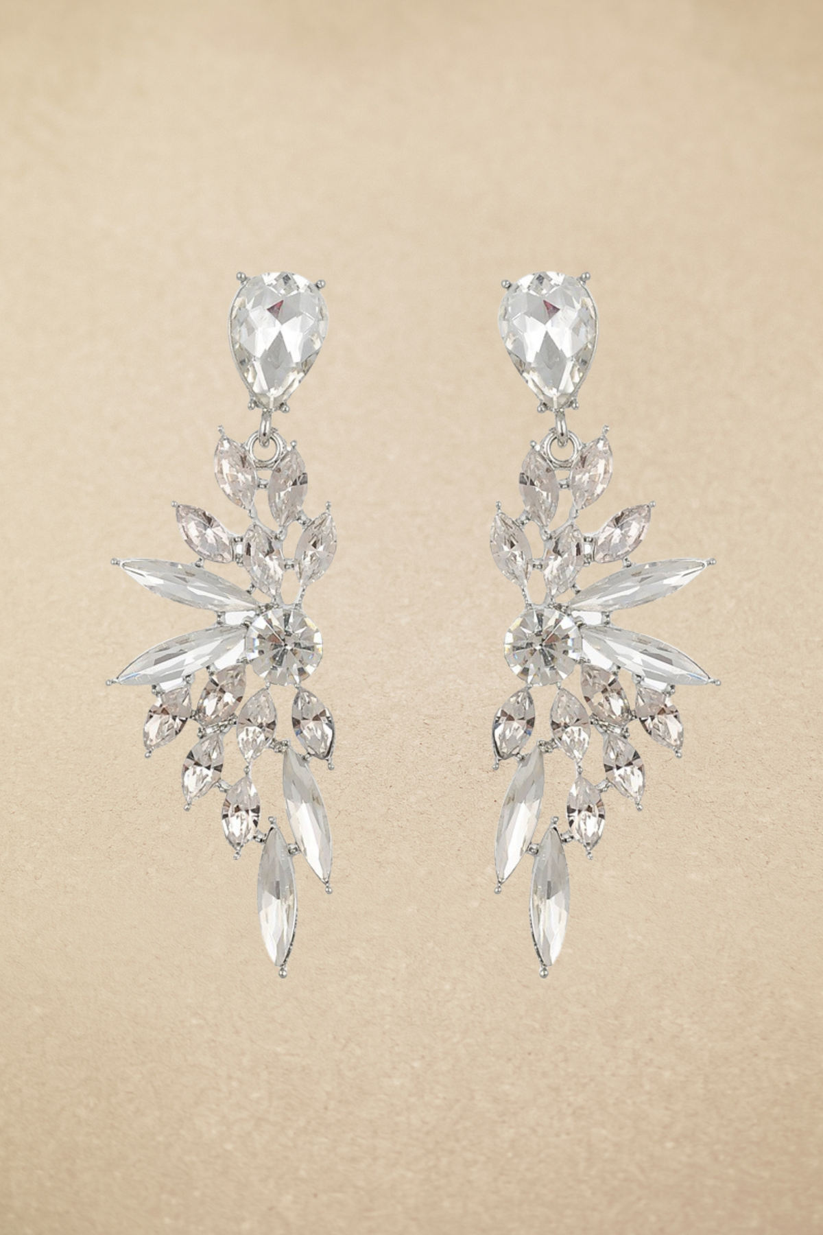 Wing Shaped Crystal Cluster Earrings