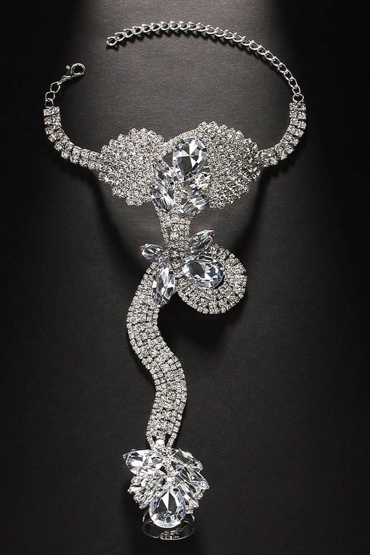 Crystal Snake Finger Ring Bracelet