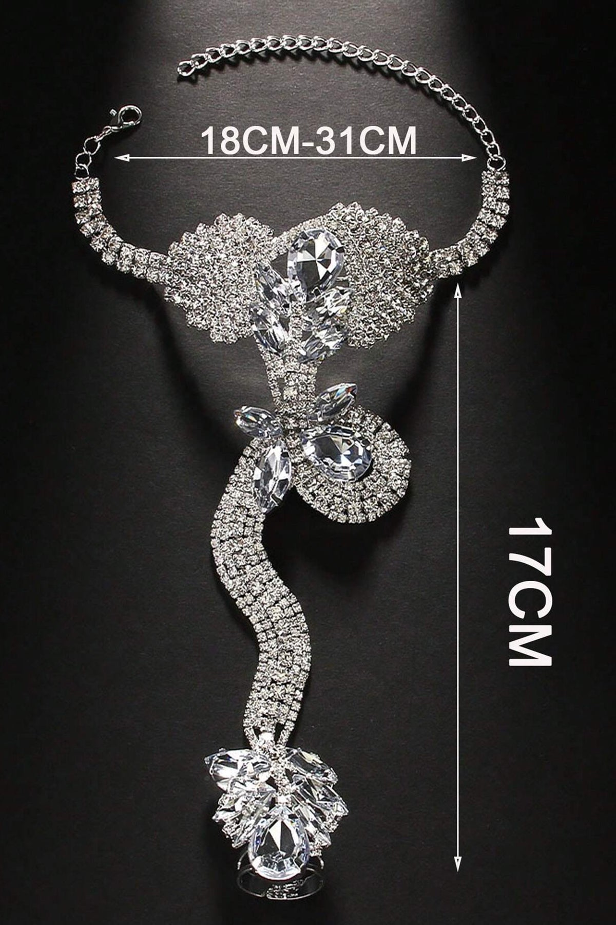 Crystal Snake Finger Ring Bracelet