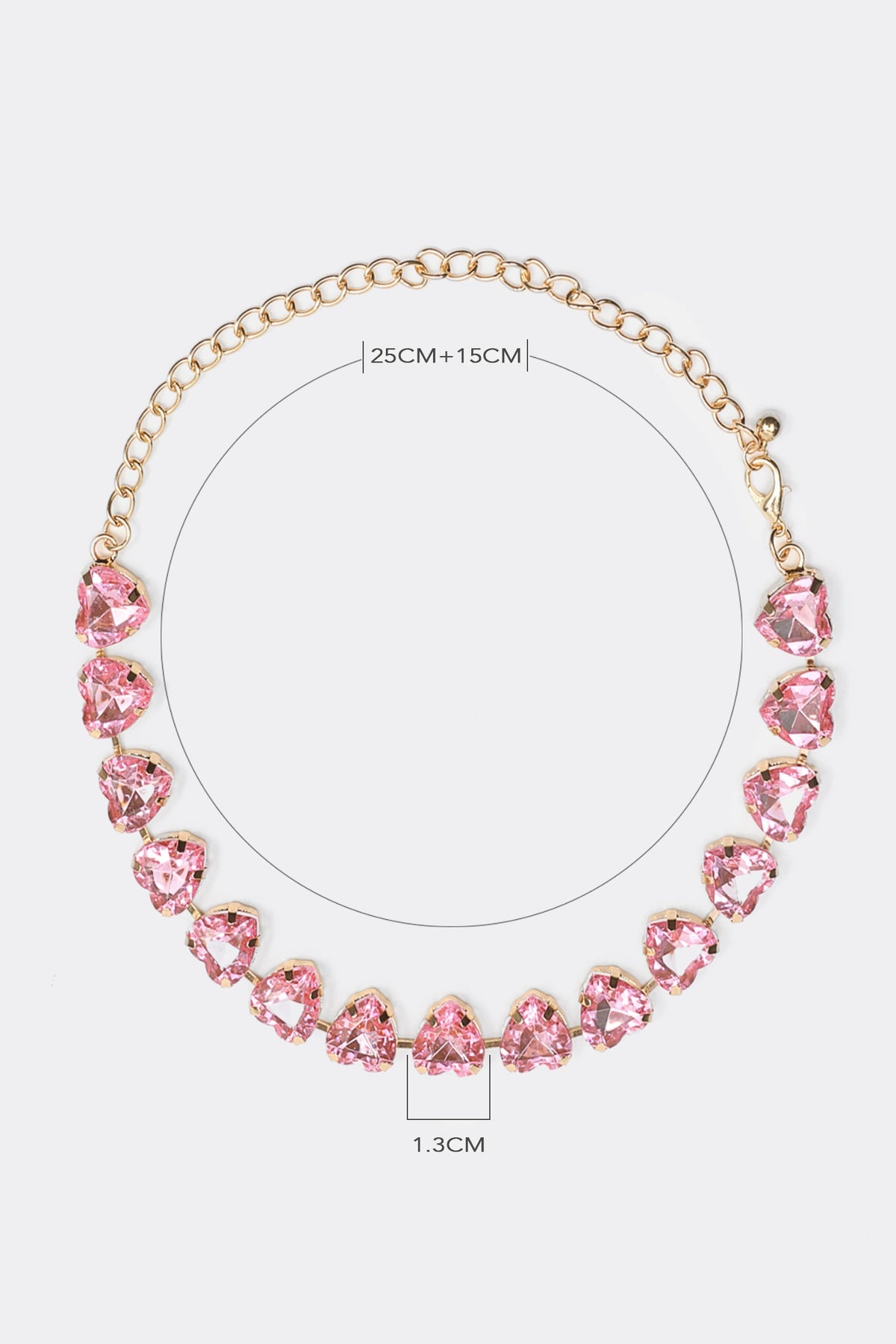 Stud Heart Shape Faux Pink Crystal Necklace