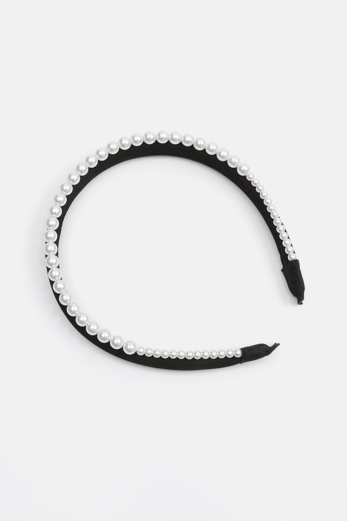Velvet Faux Pearl Solid Headband