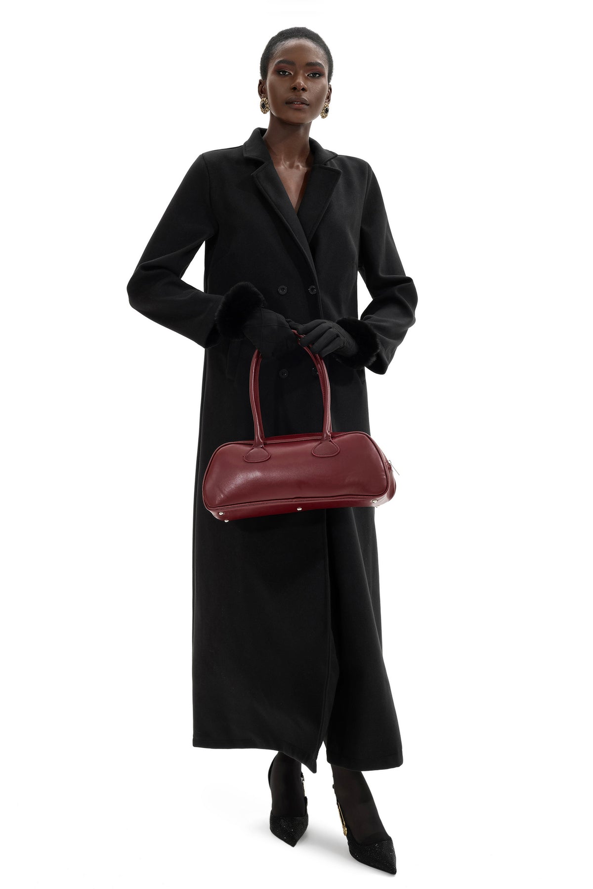 Solid Faux Leather Tote Clutches