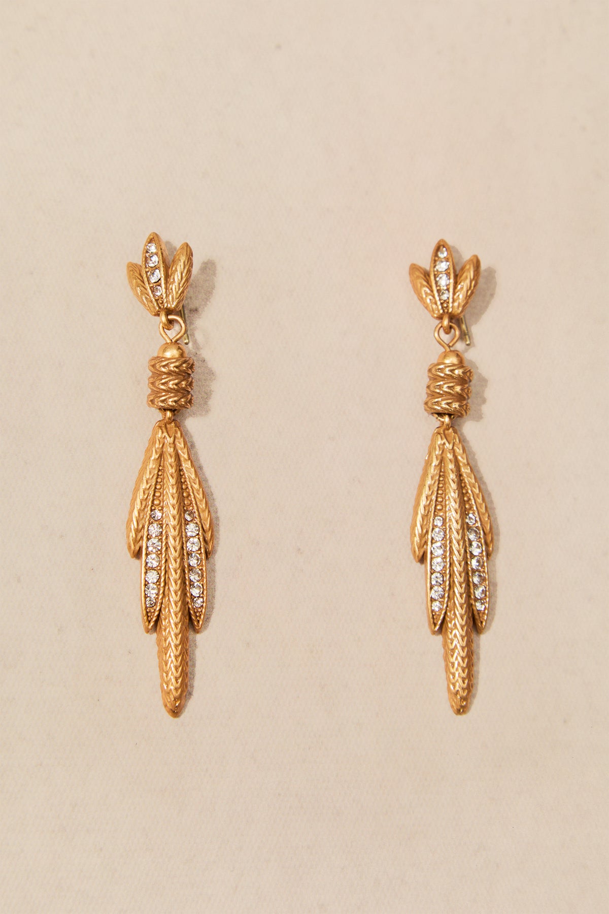 Textured Multi-Leaf Dangle Earrings