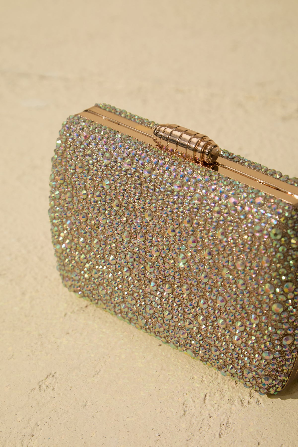 Rhinestone Embellished Box Clutch Bag