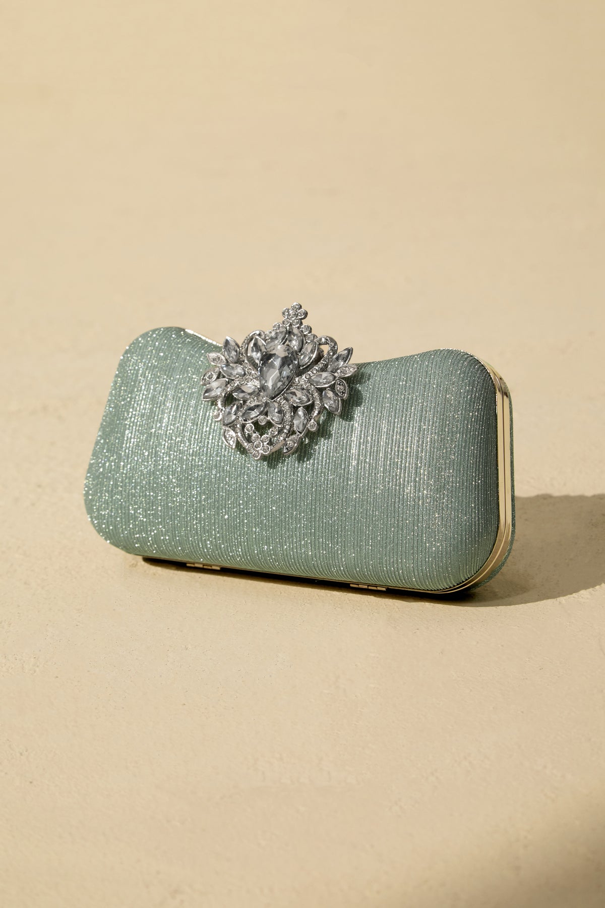 Rhinestone Clasp Evening Clutch Bag