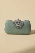 Rhinestone Clasp Evening Clutch Bag