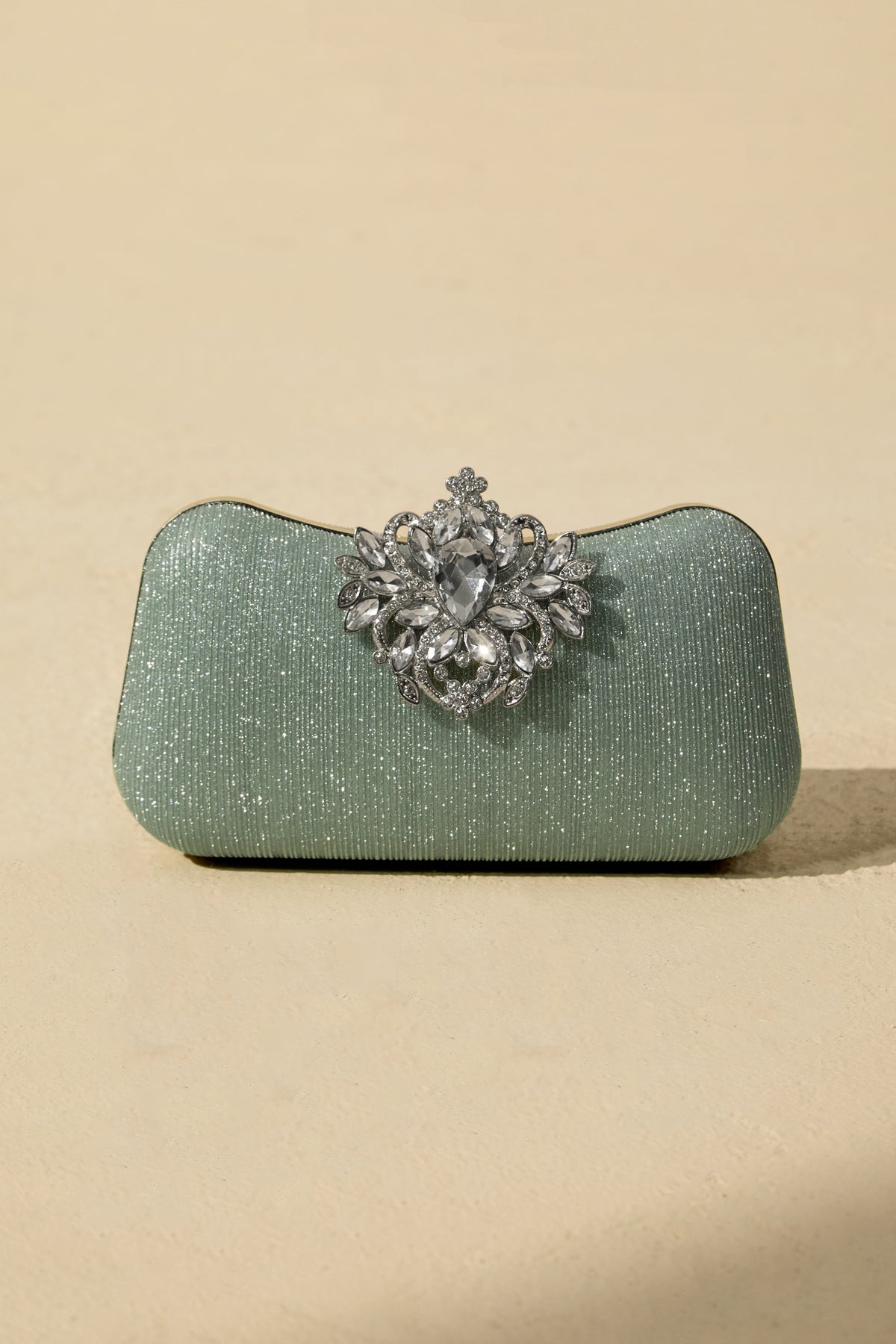 Rhinestone Clasp Evening Clutch Bag