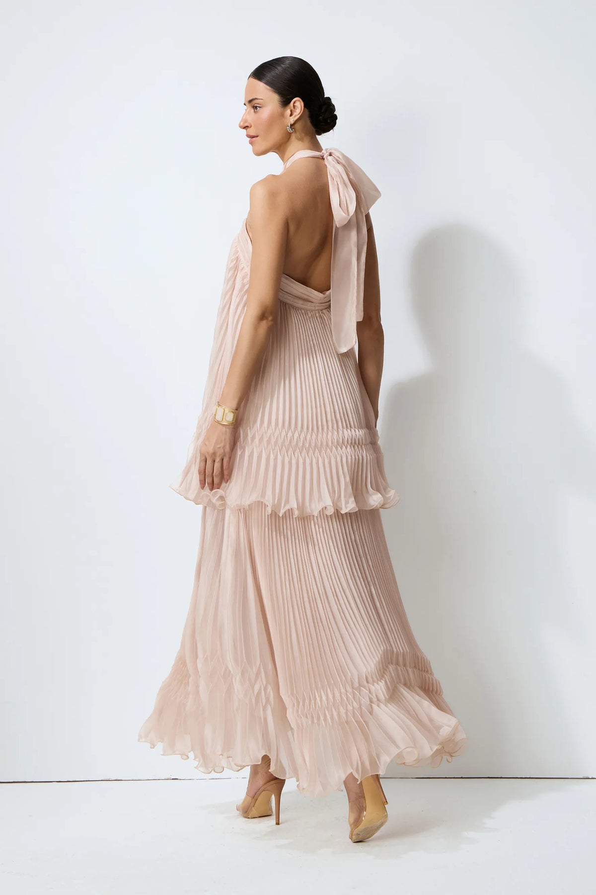 Celia Pink Backless Halter Dress