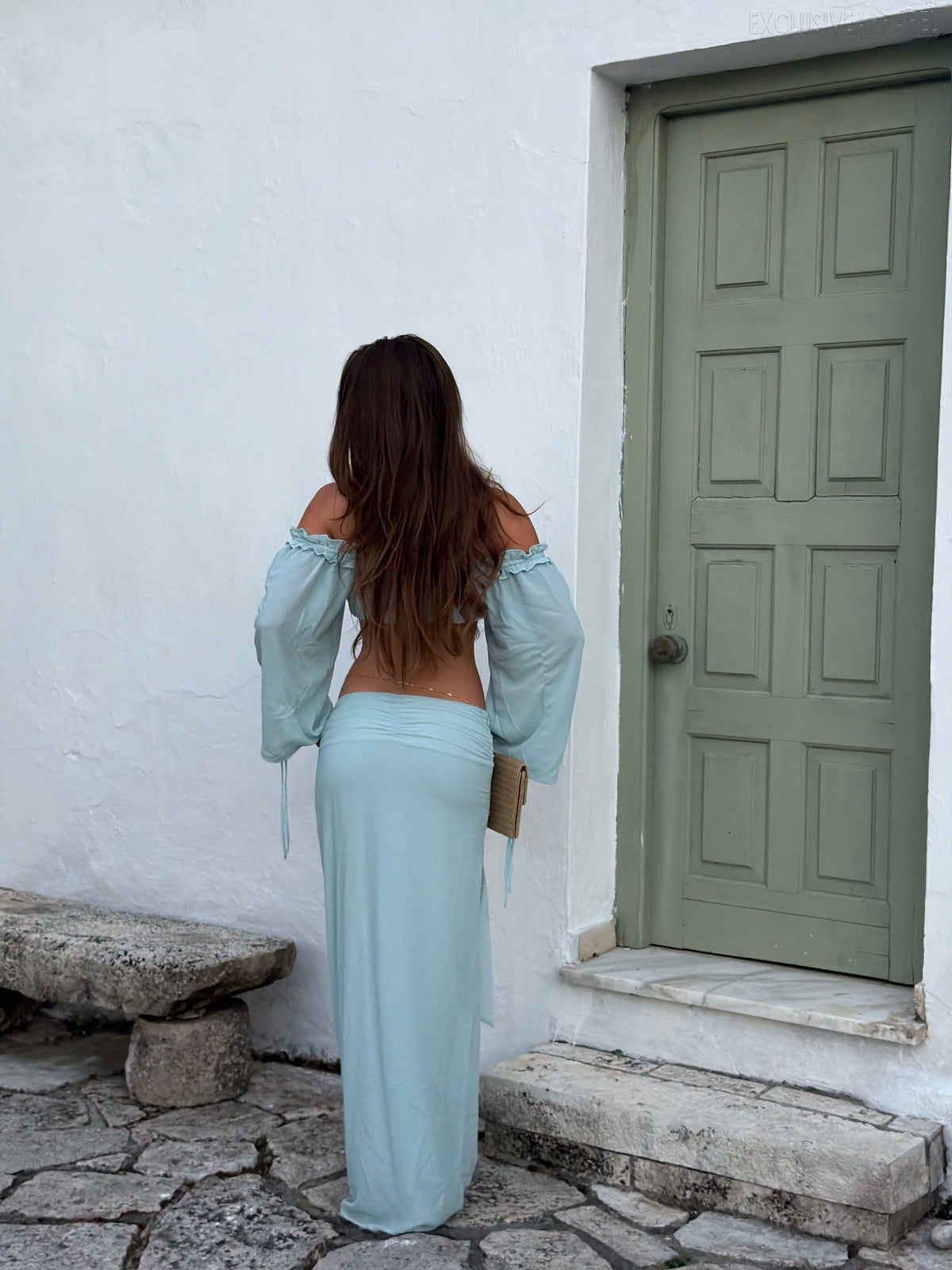 Heidi Blue Sleeveless Wrap Half-Dress Set