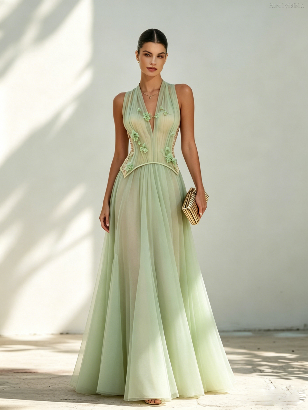 Tessa Pink Halter-Neck Dress Boning