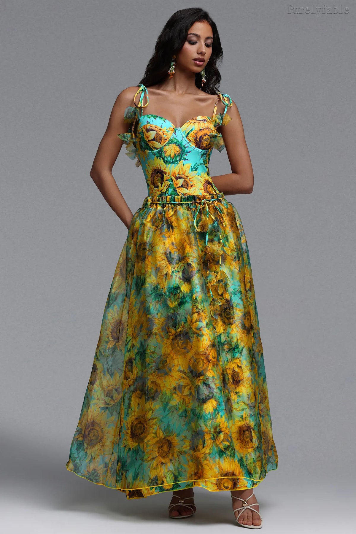 Mabel Yellow Sunflower Print One-Piece Swimwear Set
