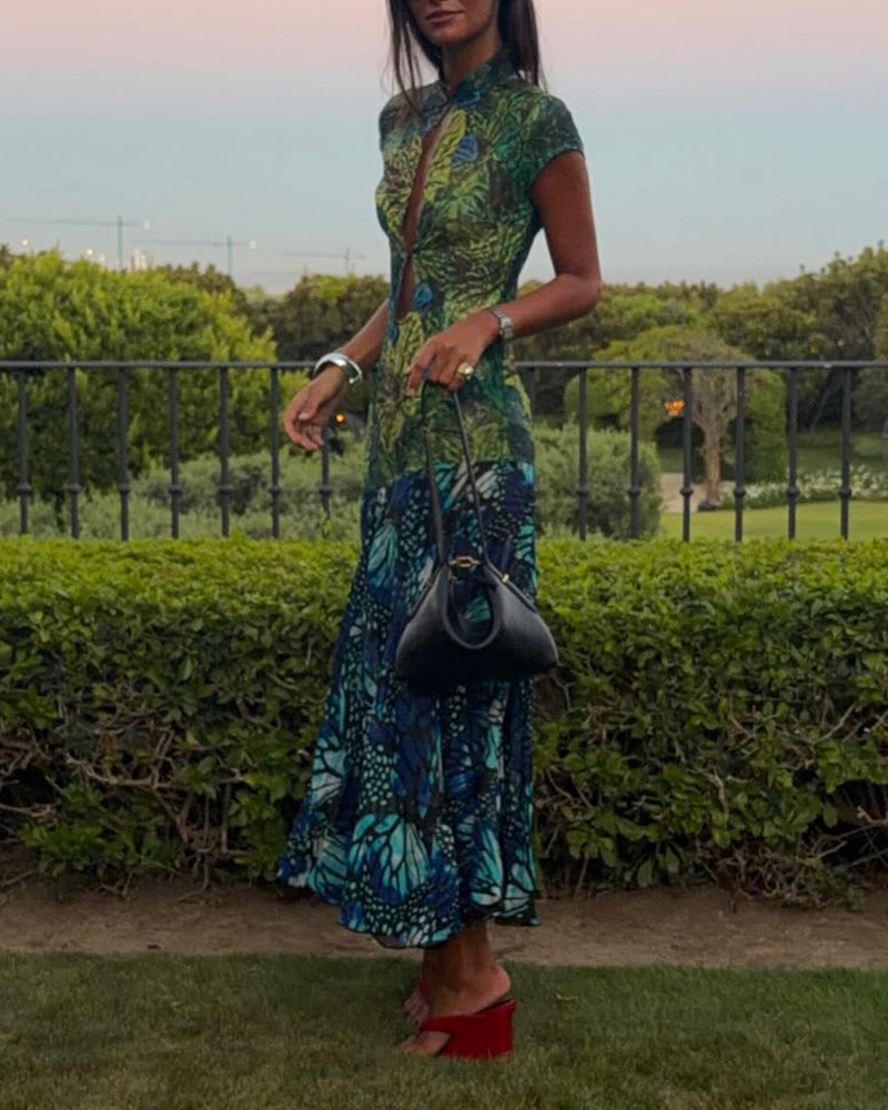 Calista Colorful Print Cut-Out Dress