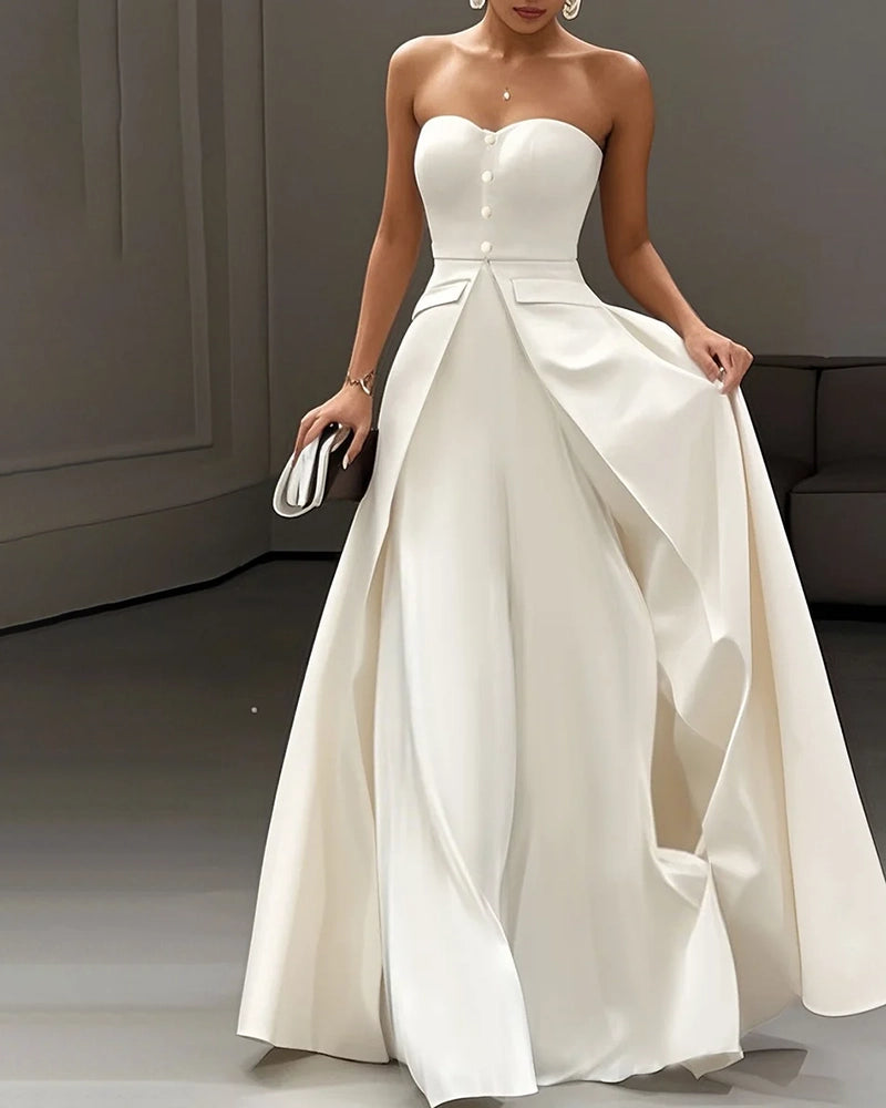 Soraya White Strapless Sweetheart and Pants Two-Piece Set