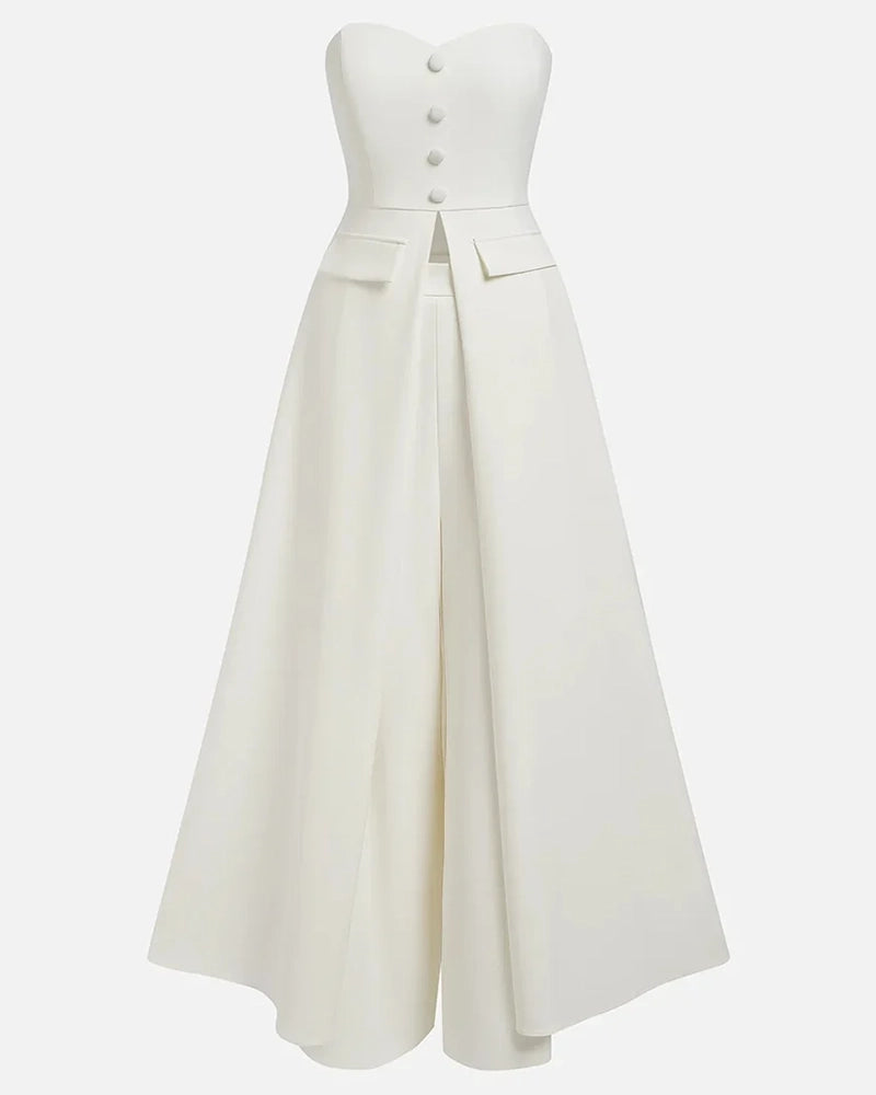 Soraya White Strapless Sweetheart and Pants Two-Piece Set