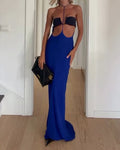 Lucienne Blue Halter Cutout Maxi Dress