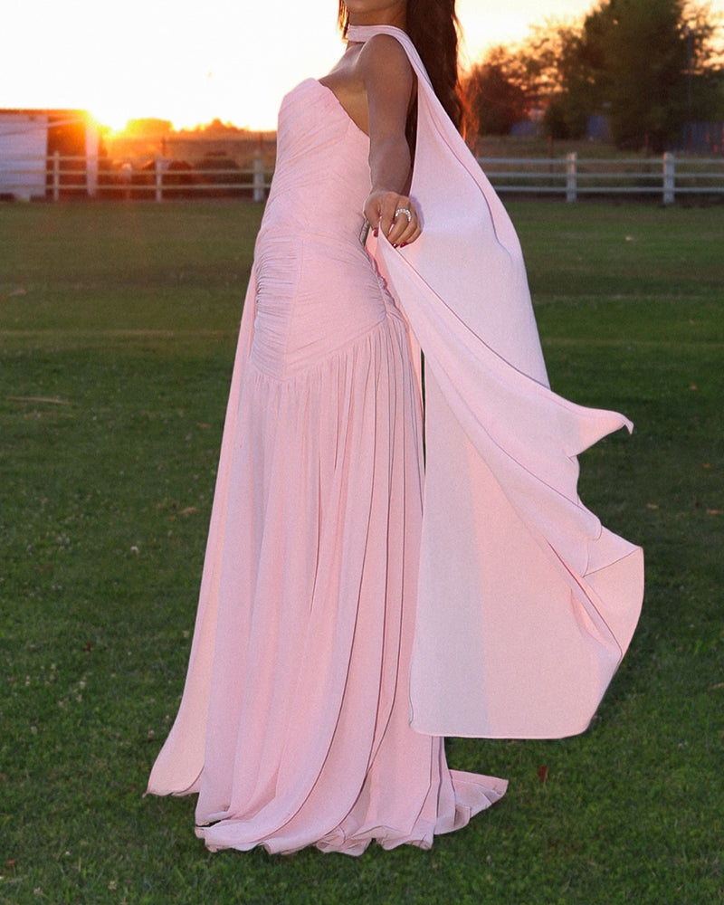 Odessa Pink Strapless Sweetheart Neck Maxi Dress