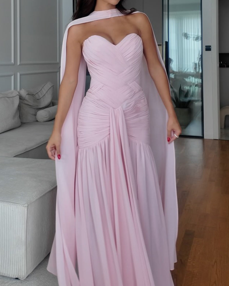 Odessa Pink Strapless Sweetheart Neck Maxi Dress