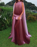 Eliana Purple Ombré Chiffon Halter Maxi Gown
