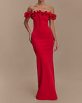 Ivy Red Off-the-Shoulder Ruffle Maxi Dress