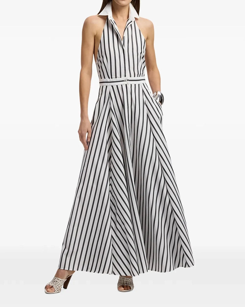 Serafina White Halter Shirt Maxi Dress