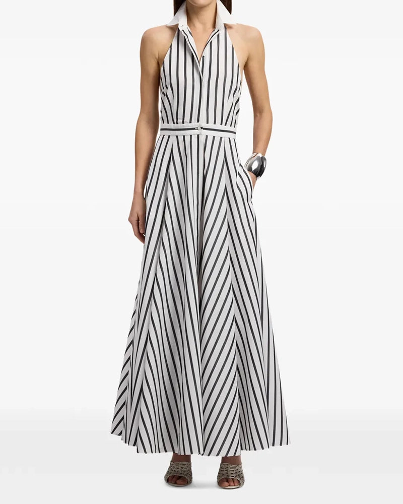 Serafina White Halter Shirt Maxi Dress