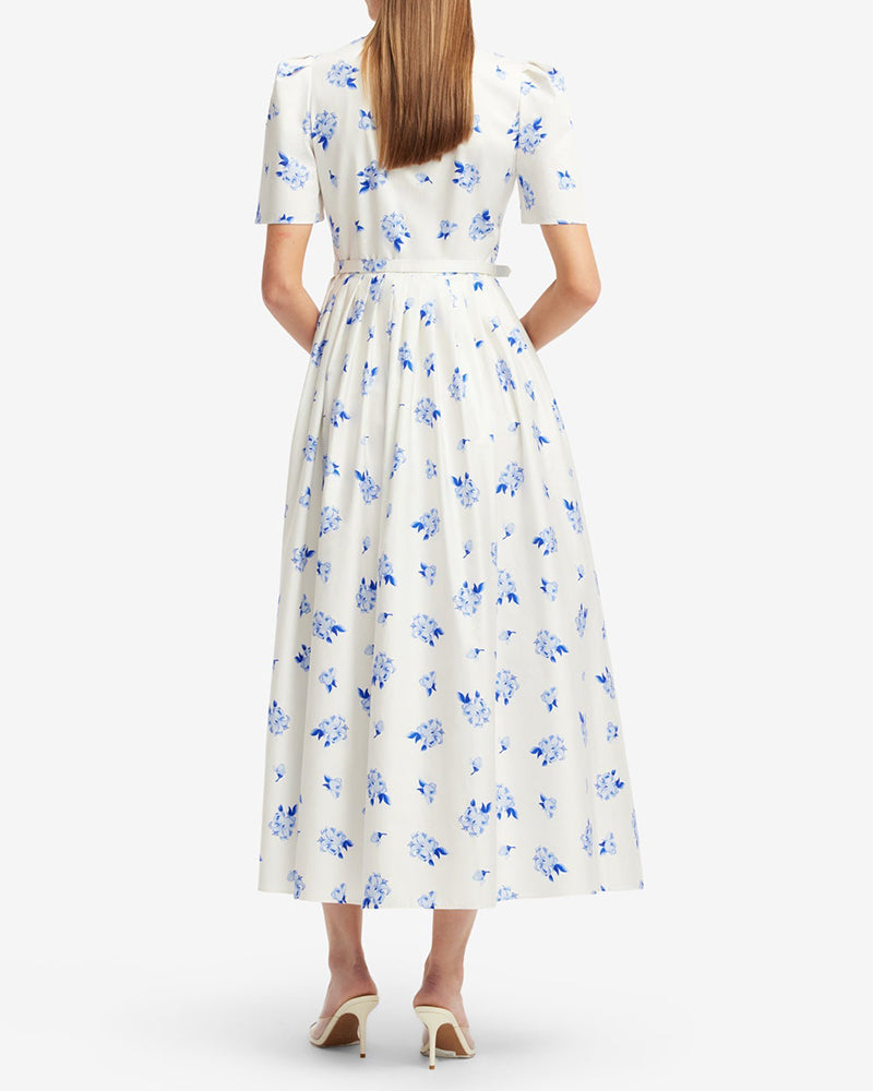 Marisol White Floral Belted Midi Shirtdress