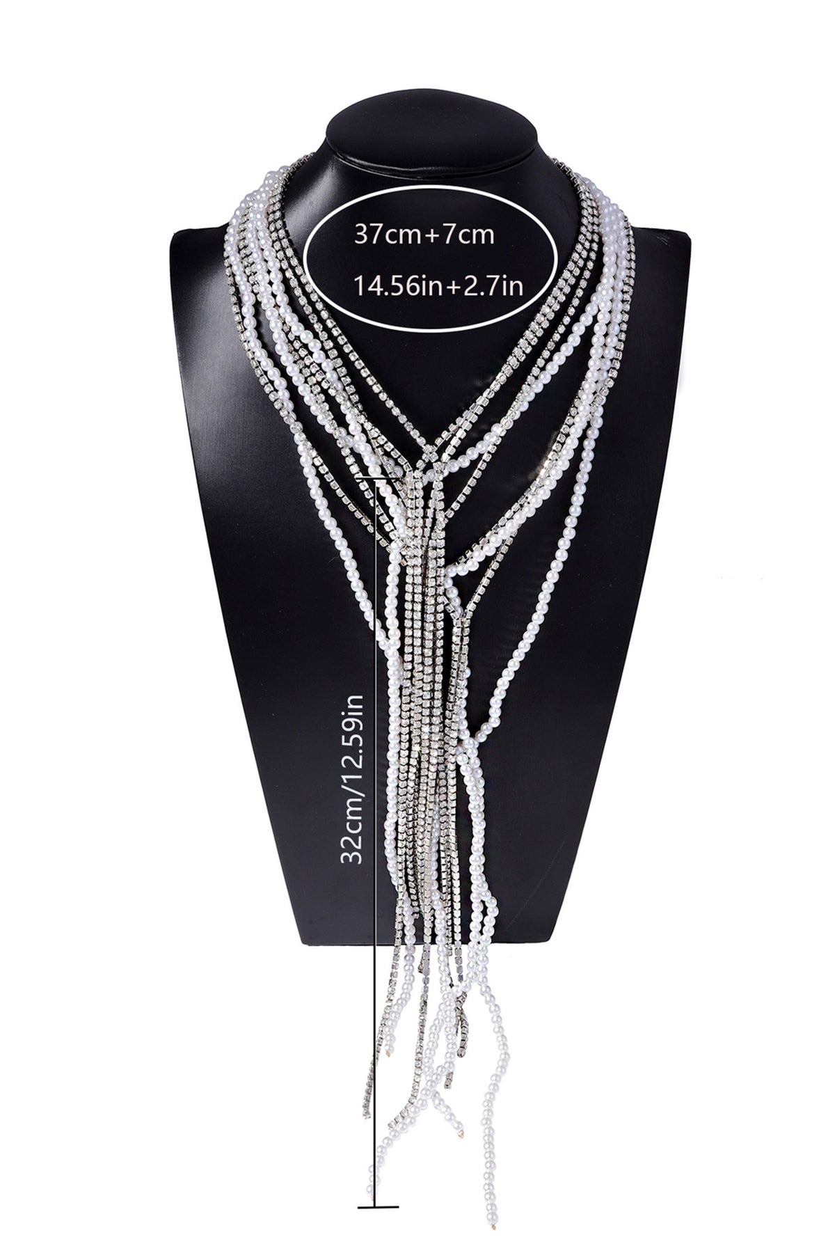 Pearl Rhinestone Multi Strand Necklace