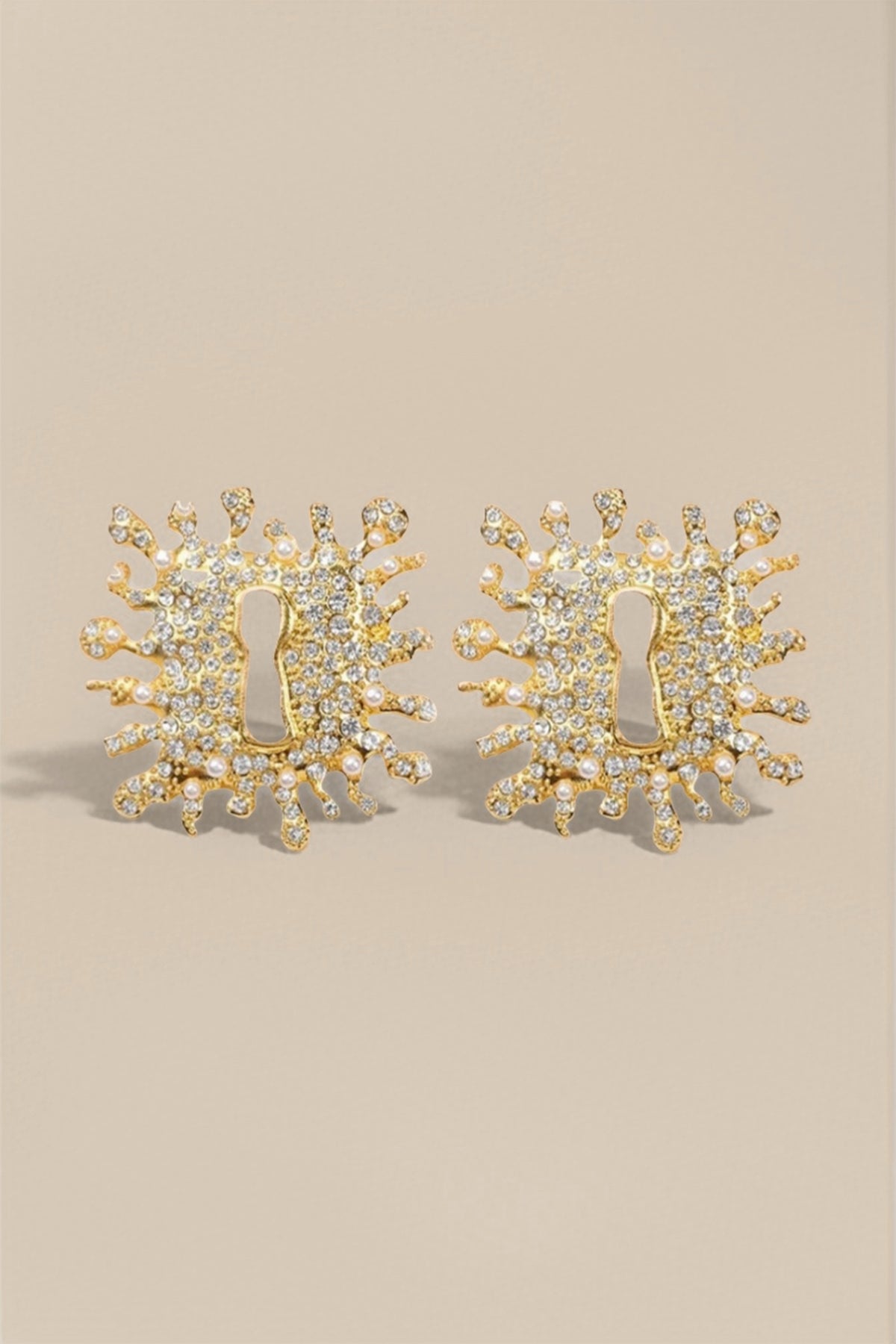 Crystal Embellished Keyhole Earrings