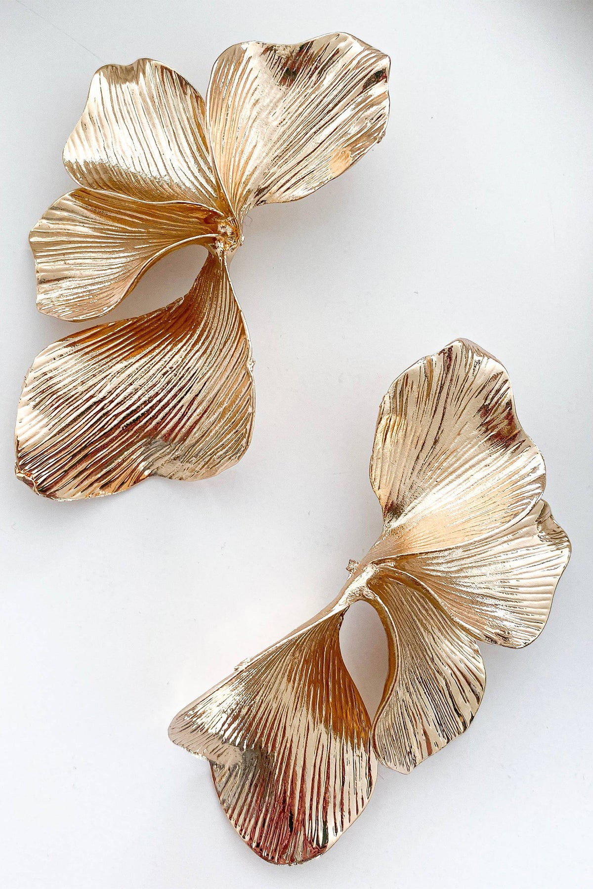 Textured Metal Leaf Drop Earrings