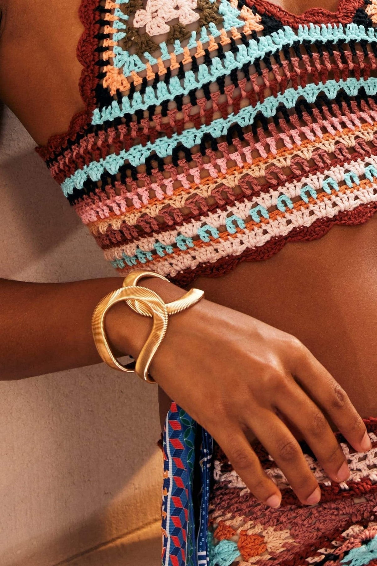 Metallic Textured Geometric Bracelet